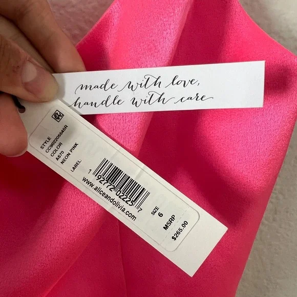 NWT Alice + Olivia Size 6 Nelle Mini Dress in Neon Pink Barbiecore Cocktail Hoco - Picture 6 of 10